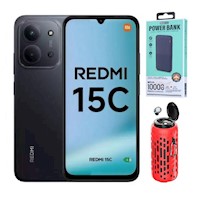 Xiaomi Redmi 15C 4G 256GB 4+4GB Negro + Powerbank 10000mAh +  Parlante Bluetooth + Audifonos